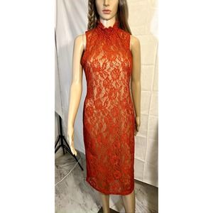 NWT Midi Orange Laced lined Dress from New York Inc, in Women size small